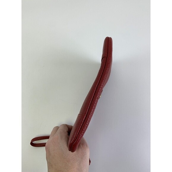 Lodis Red Pebble Leather Wristlet Bag Clutch Pouch Zip Purse Travel Phone Pocket - Picture 8 of 10